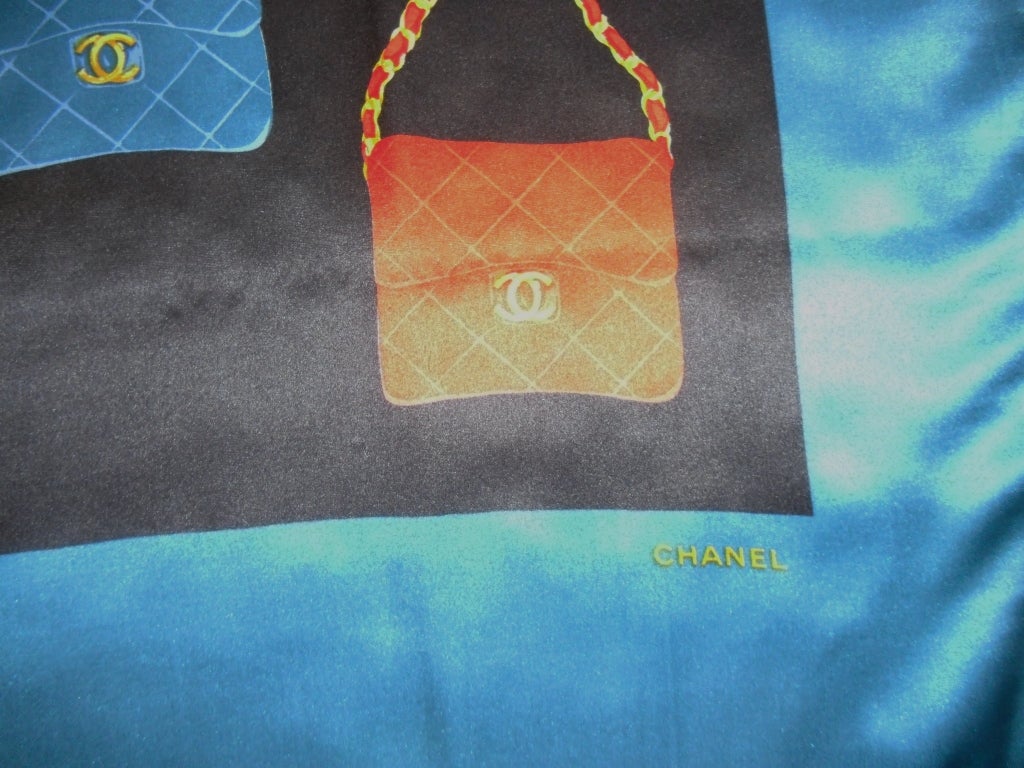 Women's Chanel Silk Scarf  with bag print