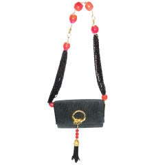 Fendi Retro Bag/ clutch  with beaded strap that converts to necklace