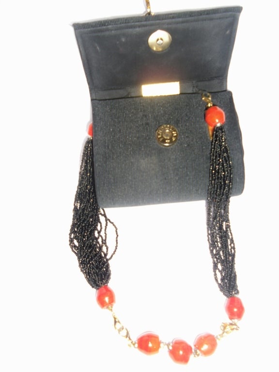 Women's Fendi vintage Bag/ clutch  with beaded strap that converts to necklace