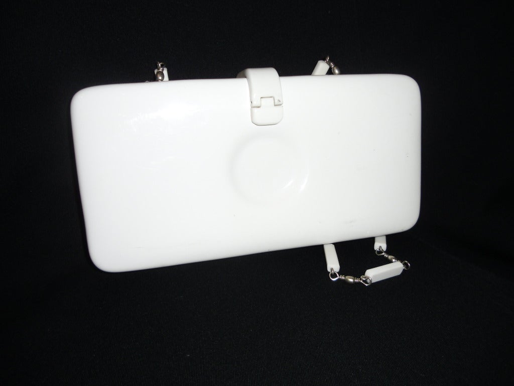 Vintage 60s Colombetti, Milan White  Clutch/Shoulder Bag In Excellent Condition In New York, NY