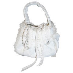 Petrou Couture Ostrich mini white Evening Bag