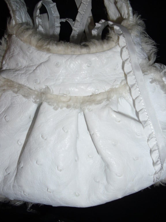 Women's Petrou Couture Ostrich mini white Evening Bag