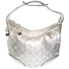 Gucci Metallic Silver Guccissima Leather Princy Hobo Handbag