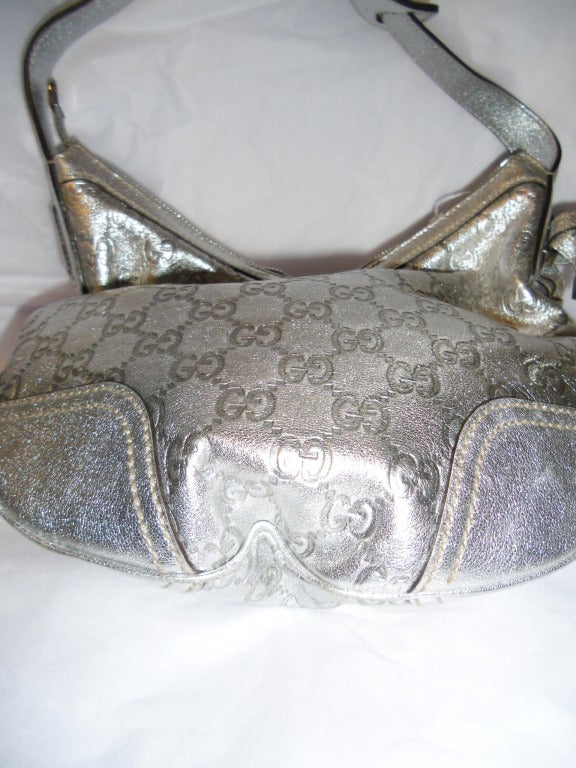 Gucci Metallic Silver Guccissima Leather Princy Hobo Handbag 1