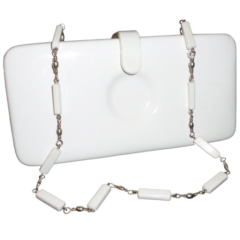 Vintage 60s Colombetti, Milan White  Clutch/Shoulder Bag