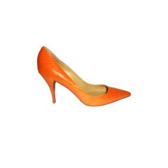 Hermes orange Lizard pump shoes  sz 40