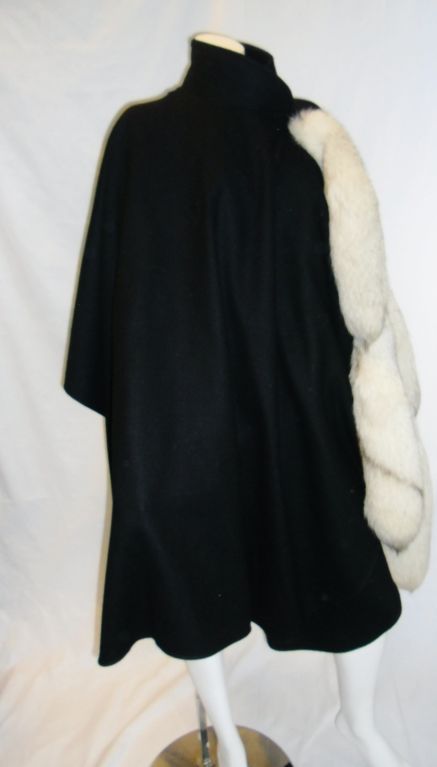 Alex Hayes Vintage Cape with Four  Fox Tails . Black wool cocoon collar.. Pristine condition.  One size . Length 37