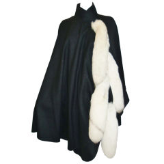 Alex Hayes Vintage Cape with silver white  Fox Tails