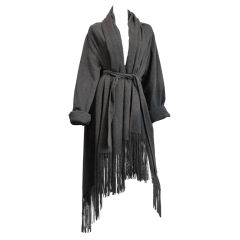 Rare Hermes Cashmere Fringed Coat Wrap  Holiday Special Sale