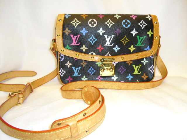 100% Authentic Louis Vuitton Black Murakami Multicolor Monogram Canvas  Sologne Shoulder Crossbody Messenger Bag. These bags are now collectors items and are no longer in production.  They were a limited edition, only a certain number were made and