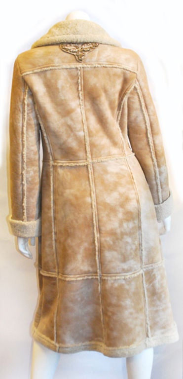 Women's Prada New Sheepskin Toggle Shearling Fur Coat sz 6 For Sale