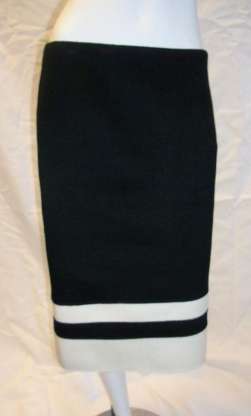 Women's Valentino Black and Cream 100% cashmere pencil Skirt