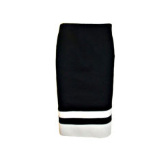 Valentino Black and Cream 100% cashmere pencil Skirt