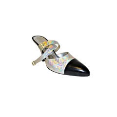 Chanel iridescent Python Ankle Strap Shoes