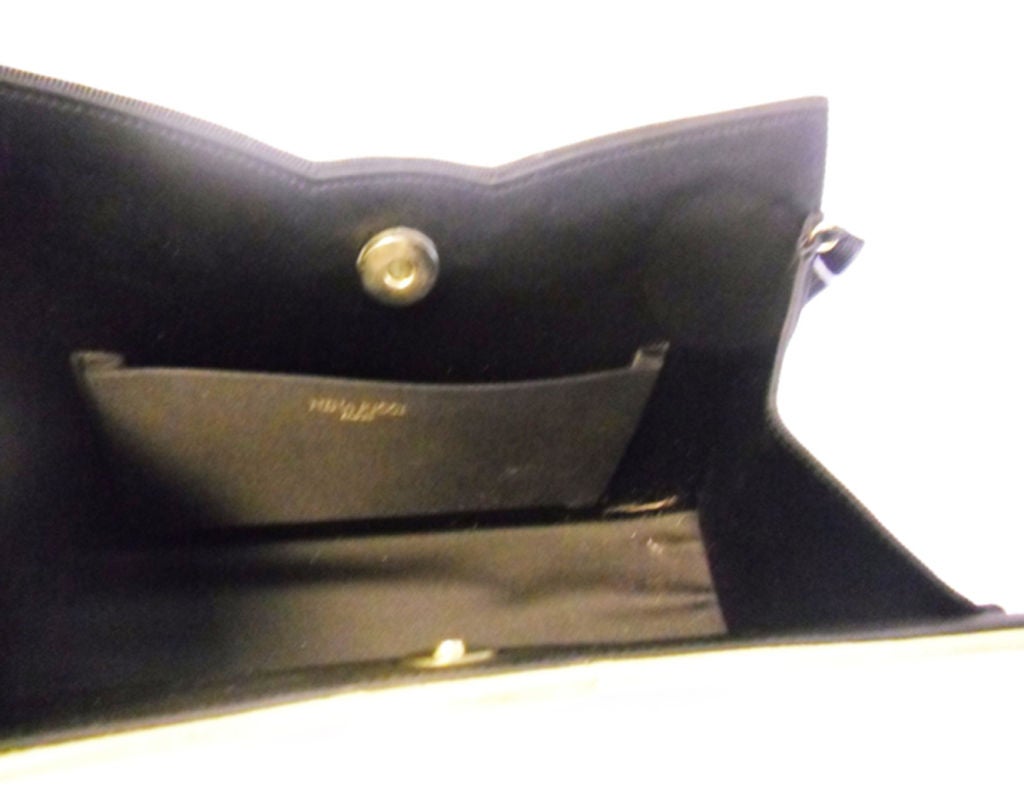 Nina Ricci Vintage peau de soie Evening Bag with Gold Bow SALE For Sale 4