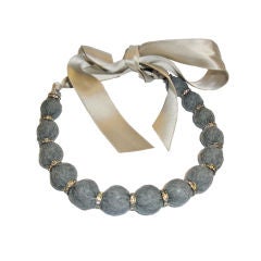 Lanvin Large glass Pearl  Cashmere Covered Necklace