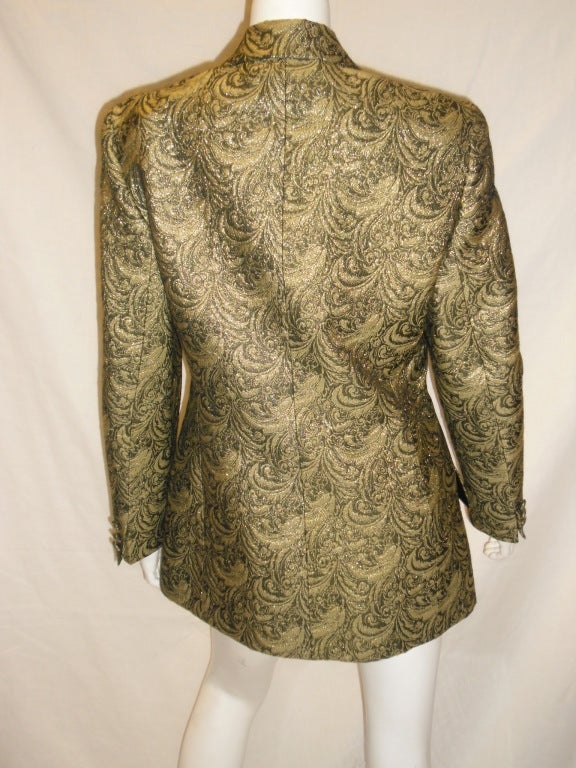 Jaeger Vintage  Gold Brocade Blazer For Sale 2