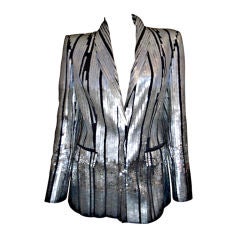 Vintage Bottega Veneta Silver Mirrored Sequins Blazer
