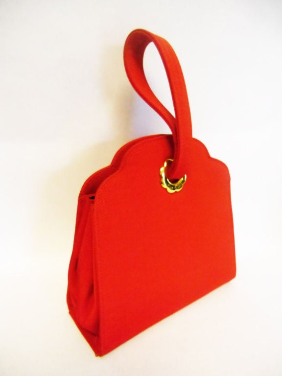 Women's Guy Laroche Vintage red wrist/ shoulder evening bag For Sale