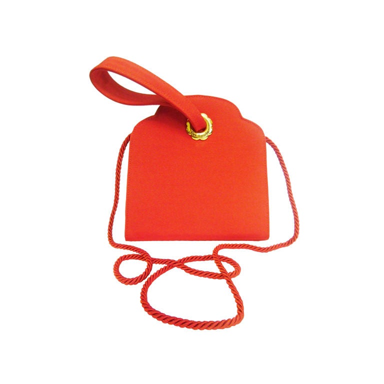 Guy Laroche Vintage red wrist/ shoulder evening bag For Sale