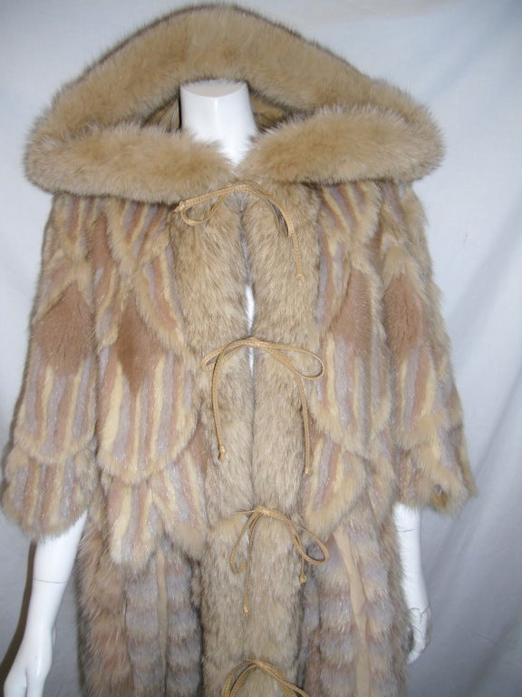 Women's Grunstein Couture For Revillon  Mink Fox  Hooded Cape coat