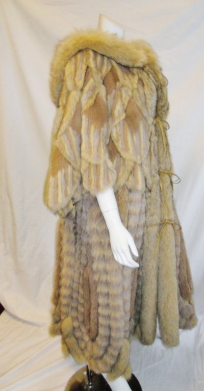 Grunstein Couture For Revillon  Mink Fox  Hooded Cape coat 1