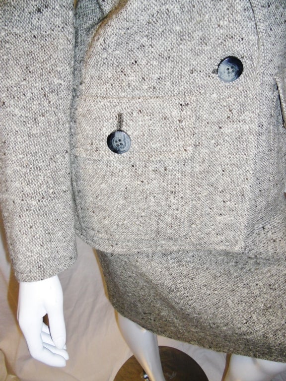 Women's Yves Saint Laurent Haute Couture Power  tweed Suit 1970's For Sale