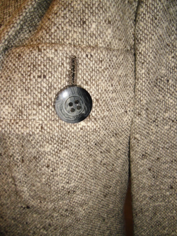 Yves Saint Laurent Haute Couture Power  tweed Suit 1970's For Sale 3