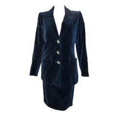 Vintage Yves Saint Laurent Haute Couture Velvet Skirt Suit