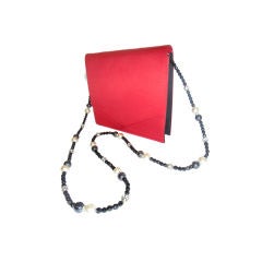 Valentino vintage red Envelope Evening Bag with Jeweled Strap