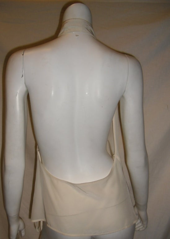 YVES SAINT LAURENT Rive Gauche halter tuxedo silk blouse 2