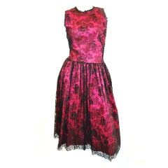 1950'sHarvey Berin Chantilly lace cocktail  Dress By Karen Stark
