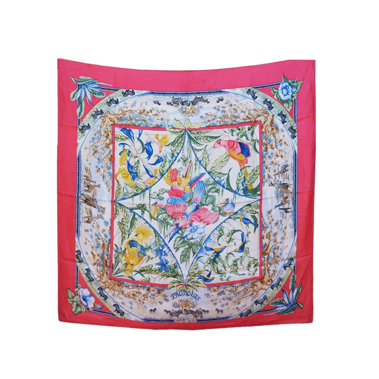 Limited Edition Hermes " TROPIQUES" scarf 1987 For Sale