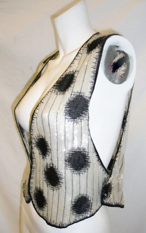 Women's Geoffrey Beene Vintage silver embroidered & beaded vest