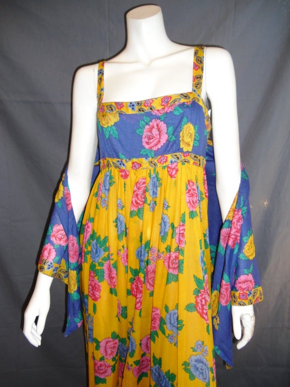 Joan Leslie For Kasper Floral  Sun dress with scarf For Sale 1