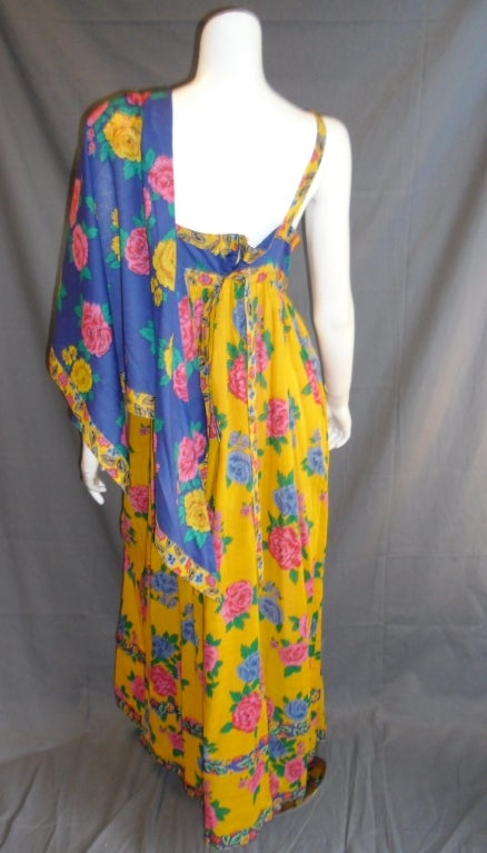 Joan Leslie For Kasper Floral  Sun dress with scarf For Sale 4