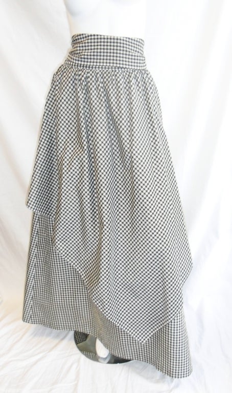 Chez Ninon  Couture Long checkered Garden party silk skirt 5