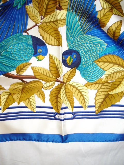 Women's Authentic Hermes Carre Les Perroquets Silk Scarf