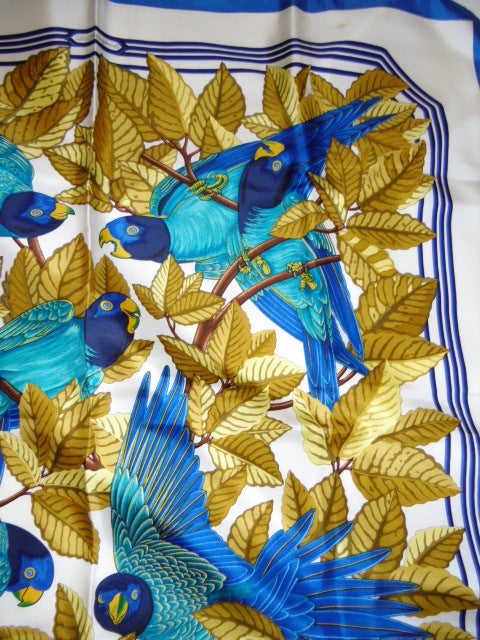 Authentic Hermes Carre Les Perroquets Silk Scarf 1