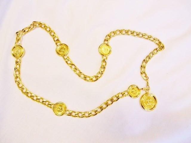 Chanel Vintage chain belt with Six Meddalions at 1stdibs