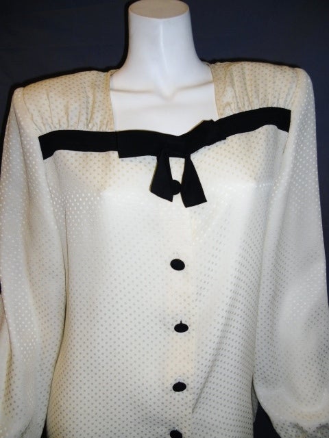 Women's Valentino Silk dotted blouse with black bow