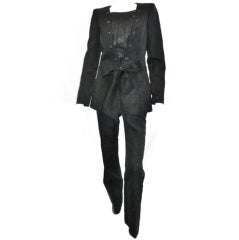 Chanel Black Piquet  Cotton /silk Pant suit  Collection  02