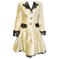 Fabian Molina Silk Vintage  Peplum dress/ suit with Lace
