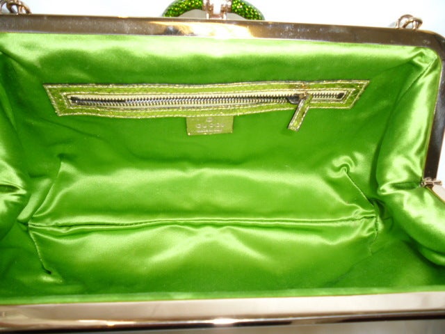 Rare Gucci Tom Ford Gold Python Green Enamel Snake Handbag 2