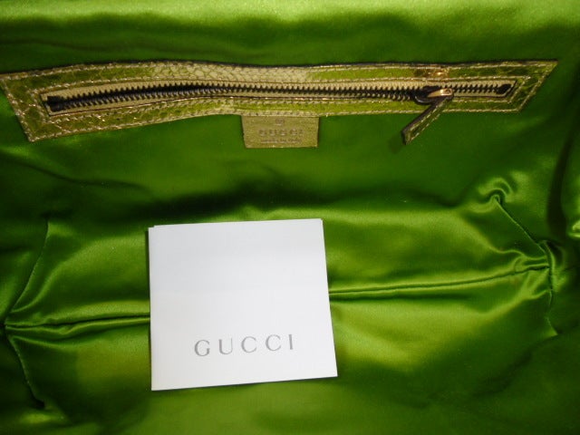 Rare Gucci Tom Ford Gold Python Green Enamel Snake Handbag 3
