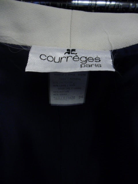 Vintage Courreges Navy White Skirt Suit For Sale 2
