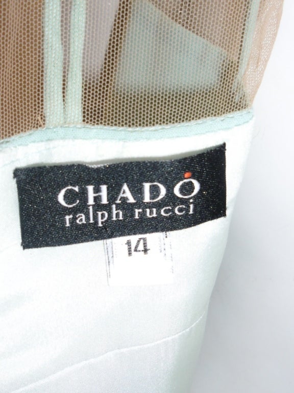 CHADO RALPH RUCCI Mint Green Illusion Front Dress sz 14 For Sale 7