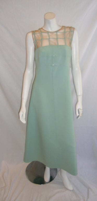 Women's CHADO RALPH RUCCI Mint Green Illusion Front Dress sz 14 For Sale