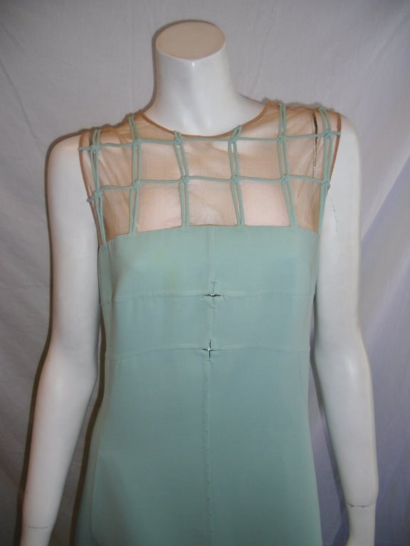 CHADO RALPH RUCCI Mint Green Illusion Front Dress sz 14 For Sale 1