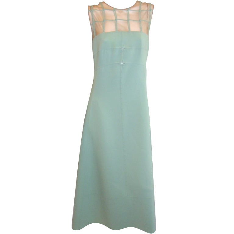 CHADO RALPH RUCCI Mint Green Illusion Front Dress sz 14 For Sale